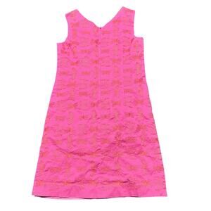 TALBOTS KIDS Pink Sleeveless Dress W/ Orange Embroidered Butterfly Pattern Sz 14